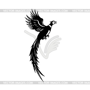 Clipart of a Black and White Pheasant Bird - Royalty Free Vector 