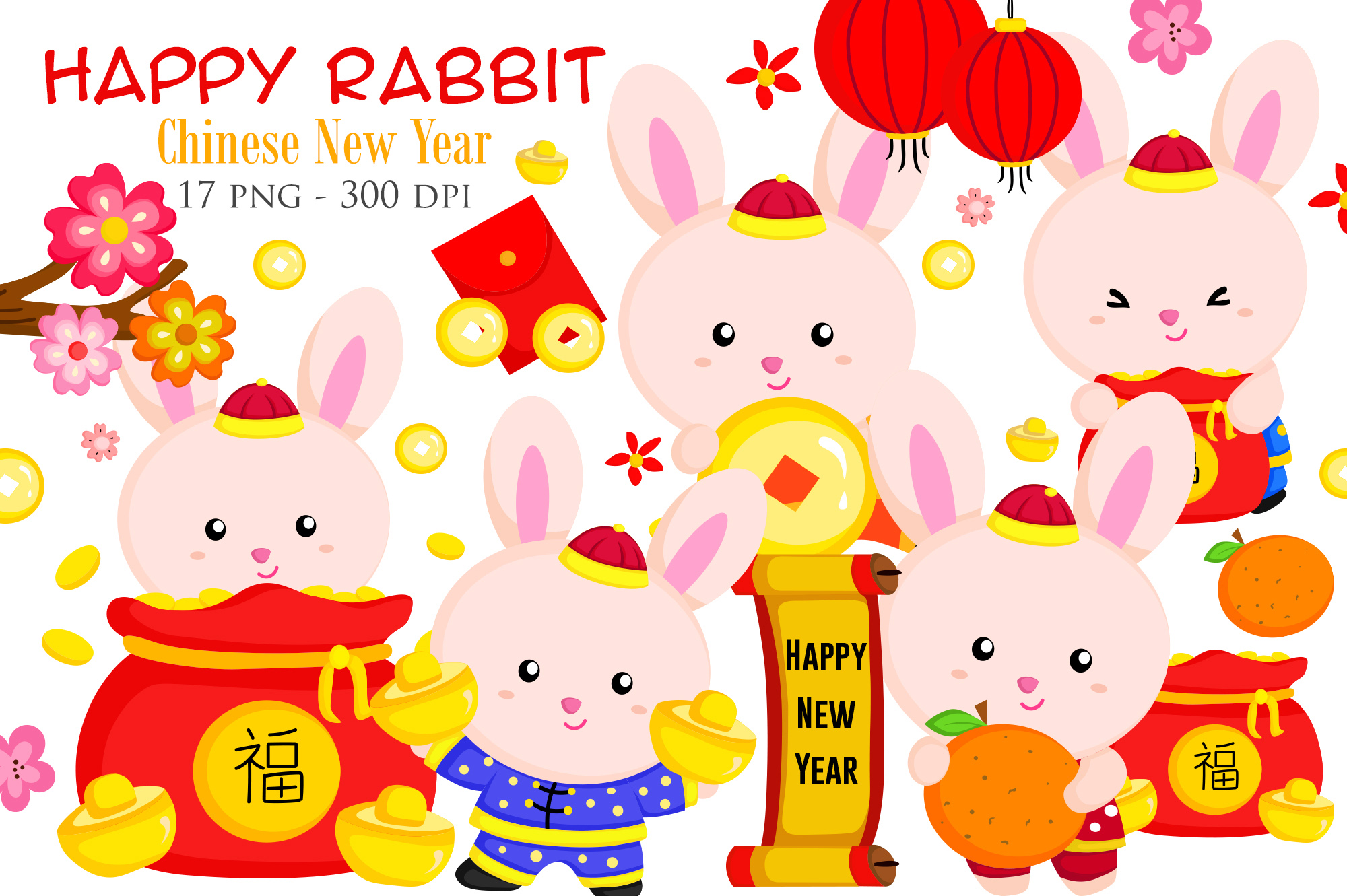 chinese new year rabbit clipart