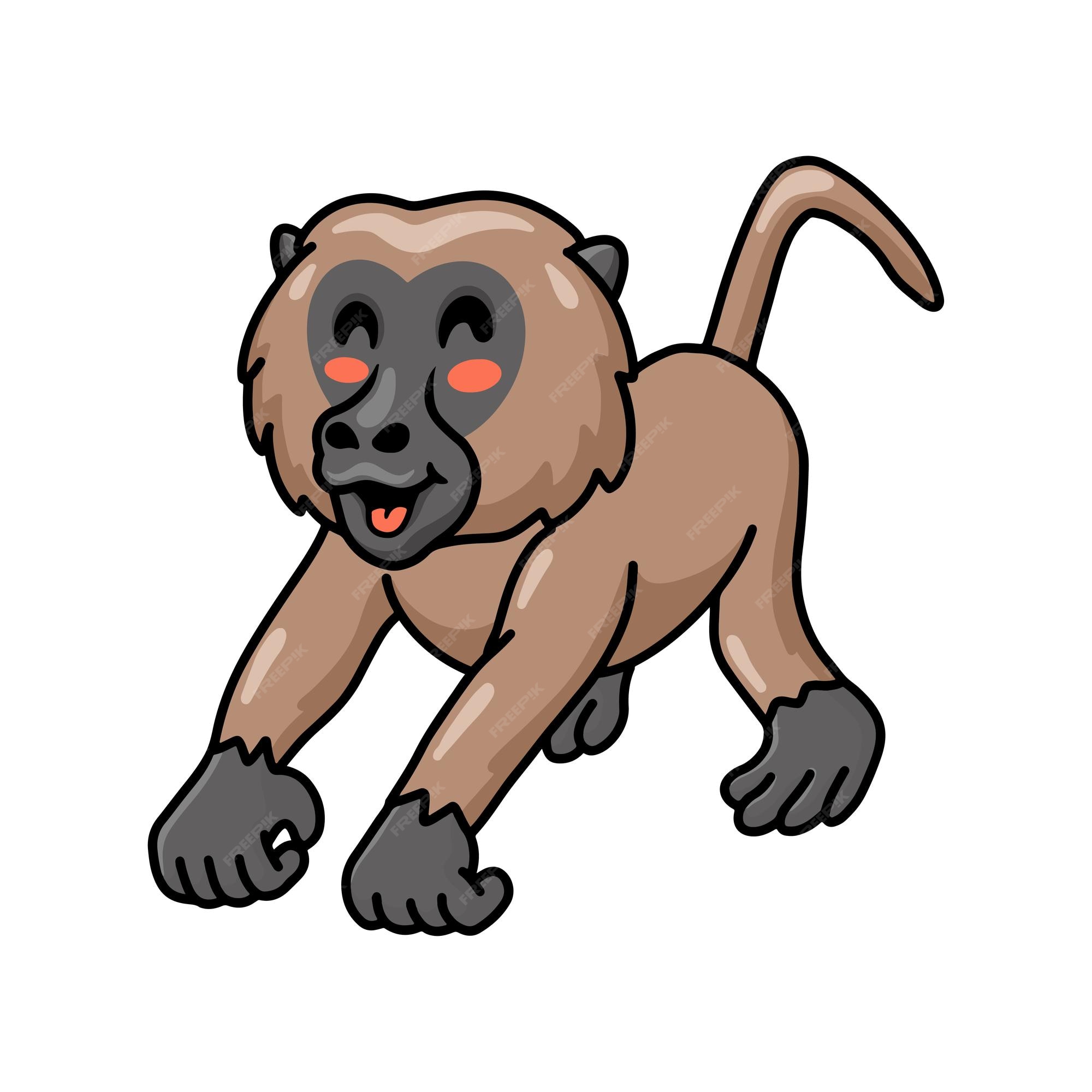 Cute Mandrill Baboon Cartoon Isolated On White Background Royalty 