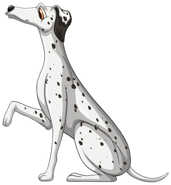 Animal Outline Clipart-black White Spotted Smiling Dalmatian Pet - Clip 