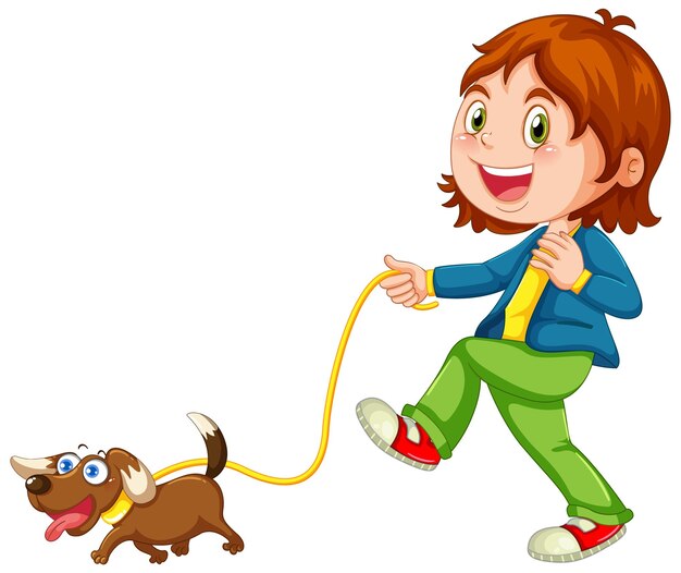 Girl Walking Dog Alone Illustration Royalty Free SVG, Cliparts - Clip ...