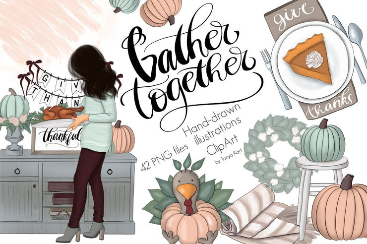 Gather Together Clip Art {Thanksgiving and Christmas Dinner Clip Art ...