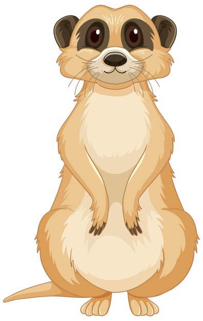 Cute Meerkat On A White Background In Cartoon Style Vector 