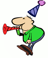 Unrolling party horn, sound whistle, birthday blower. Striped blue 