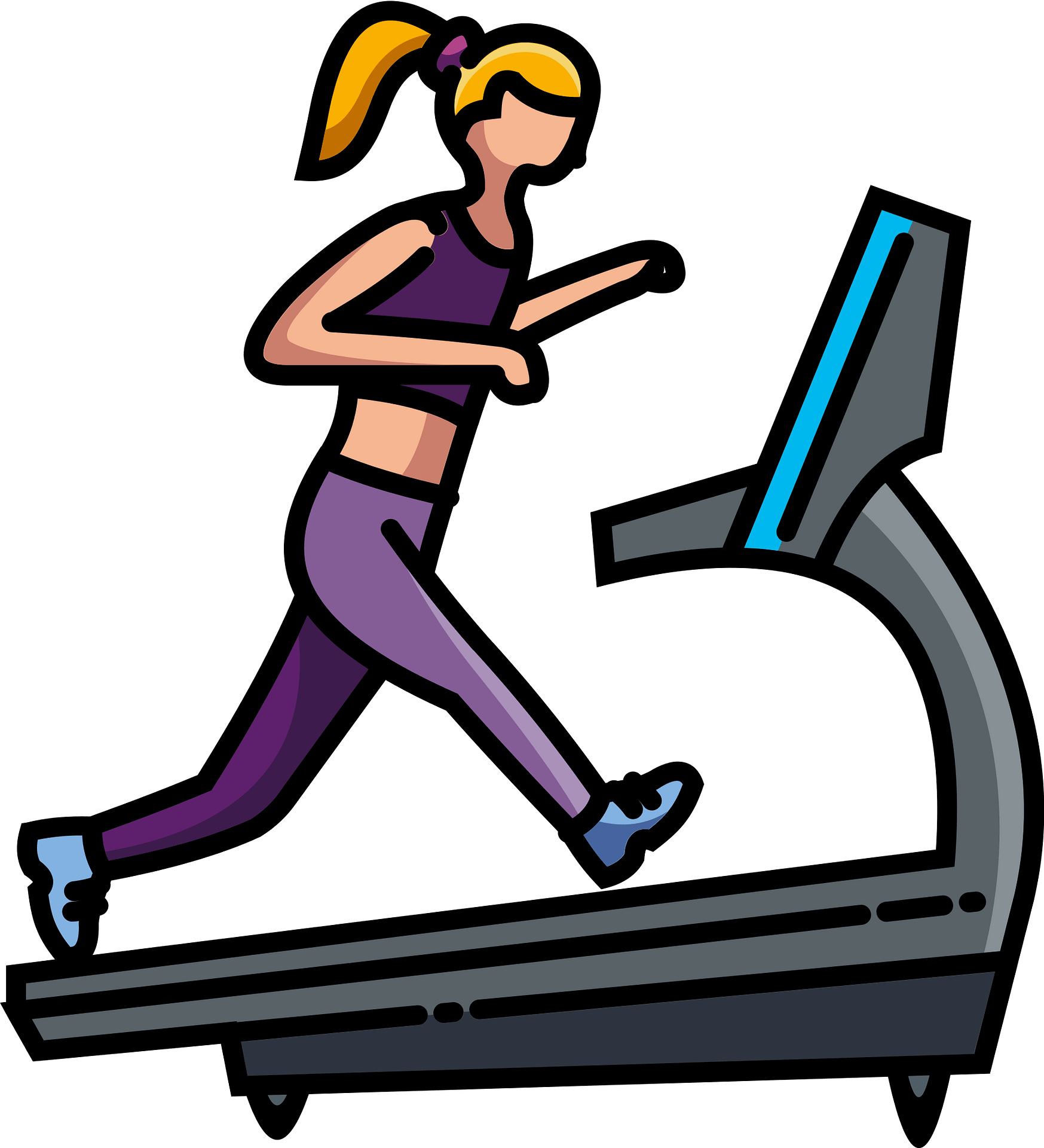 Young Adult Man Running On Treadmill Sport Fitness Athletics - Clip Art ...