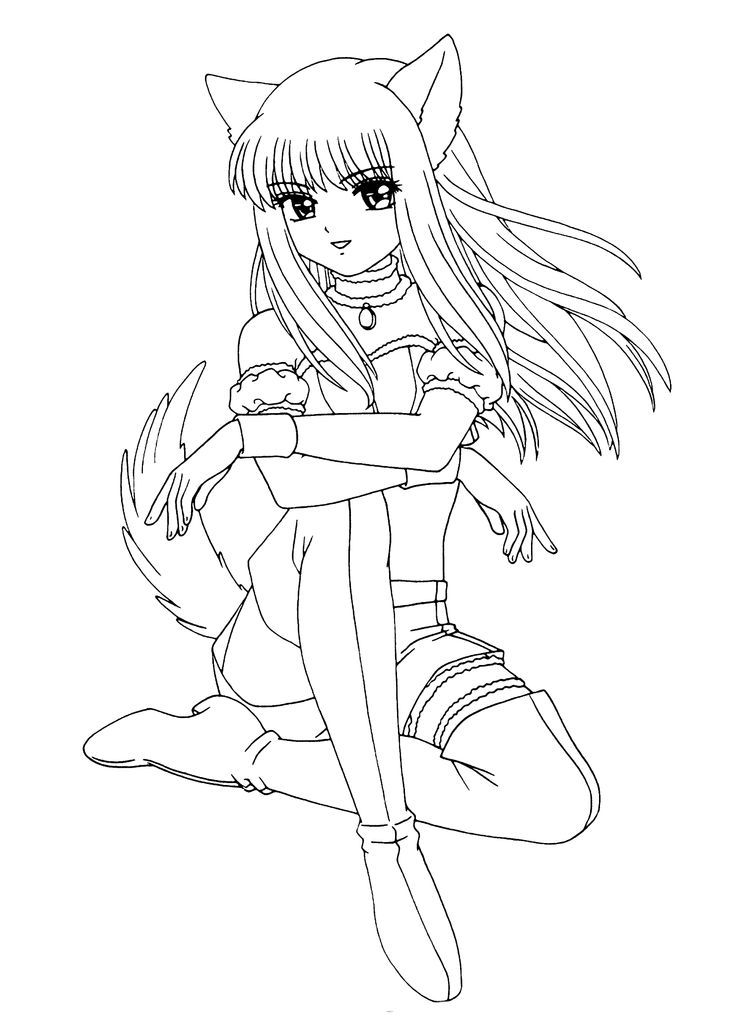 Premium Vector | Coloring book illustration girl kawaii coloring page anime  coloring pages
