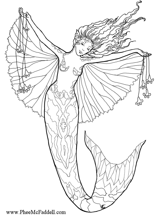 Free Printable Mermaid Coloring Pages for Adults | Clipart Library