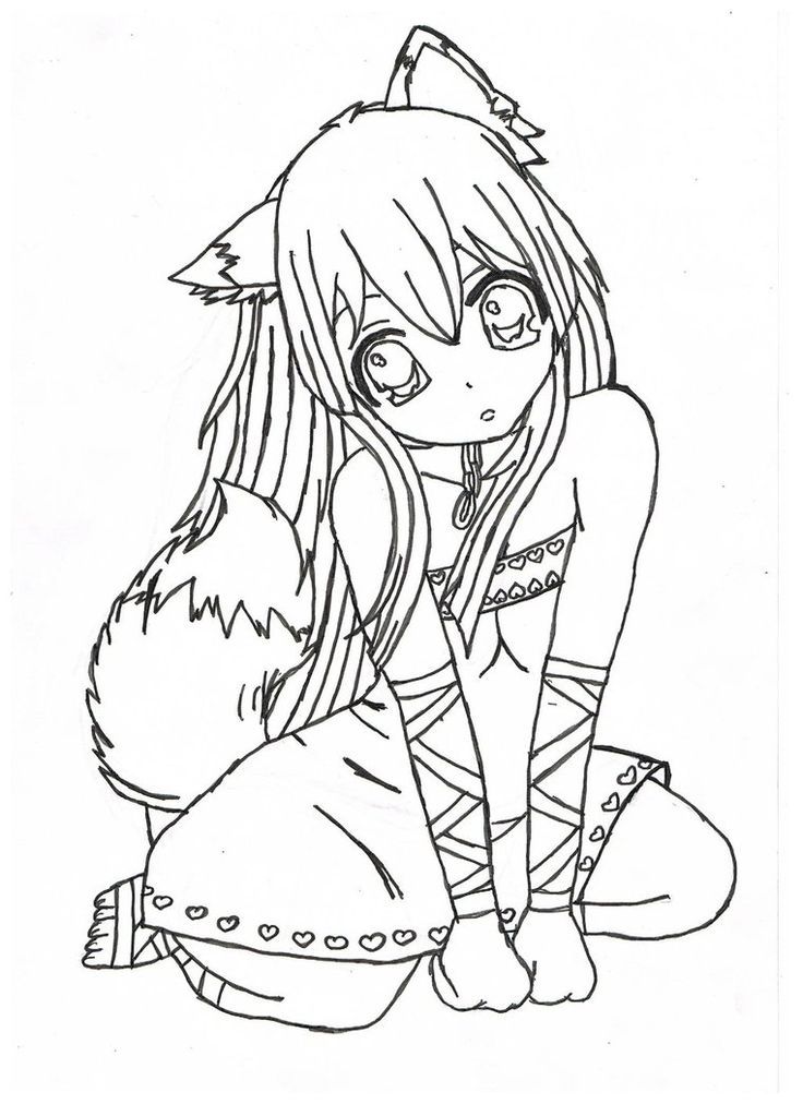 Sad anime girl  Woman coloring pages for Adults Print and Online