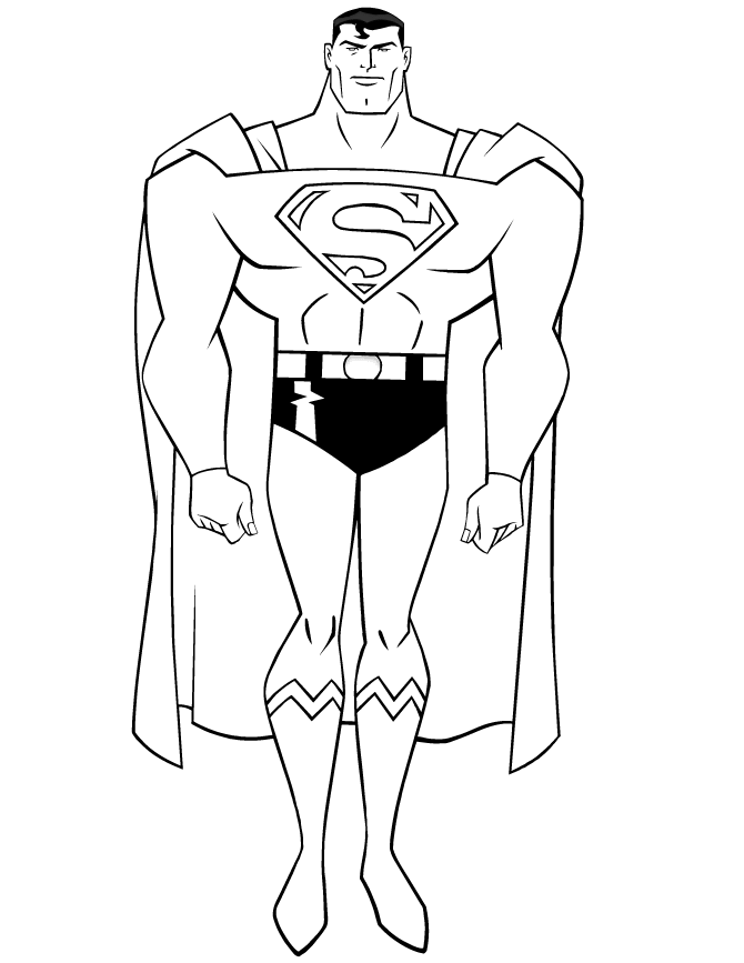 Handsome Superman For Kids Coloring Page | Free Printable Coloring
