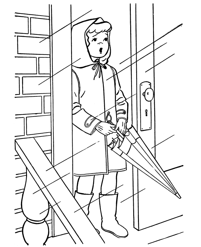 Spring Coloring Pages - Kids Spring Rain Falling Coloring Page