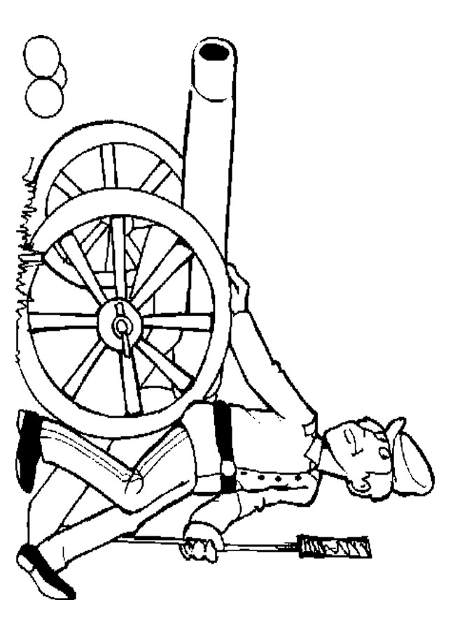 Free Civil War Soldier with Cannon Coloring Sheet 