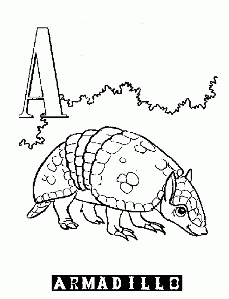 Animal Alphabet A Armadillo :Kids Coloring Pages | Printable