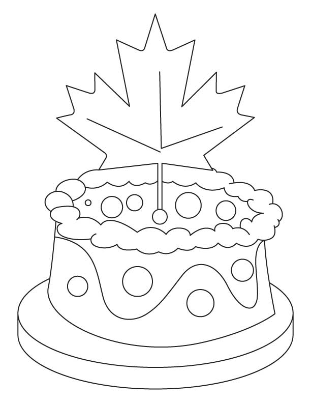 Canadian flag with cake coloring pages, | Kids Coloring pages, Free