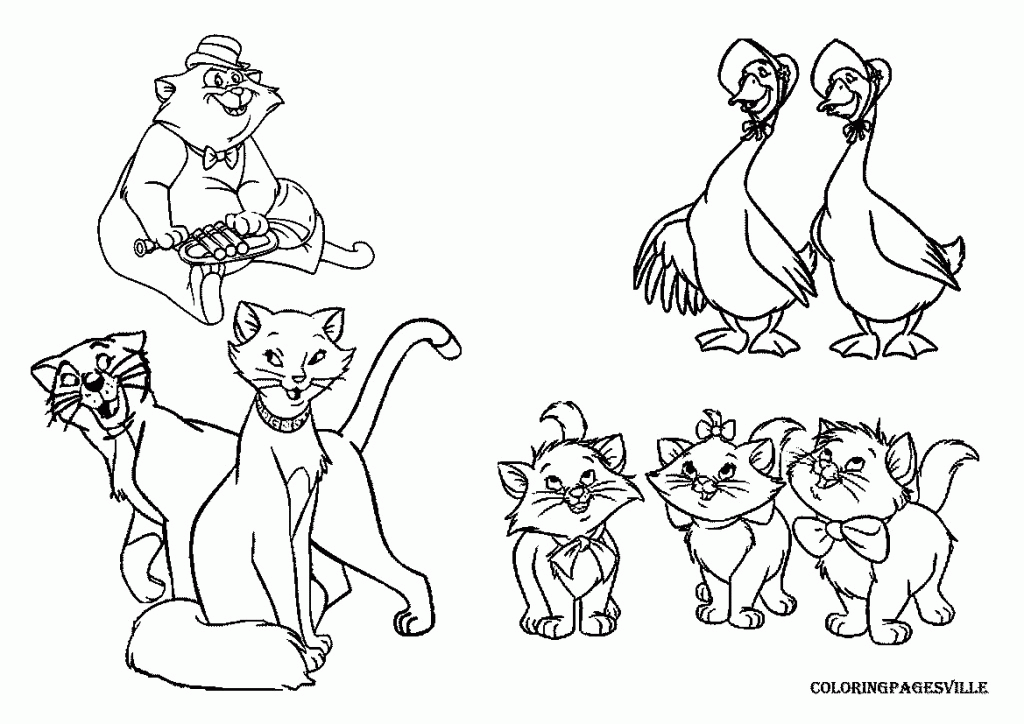 The Aristocats Coloring Pages Free Printable Sheets
