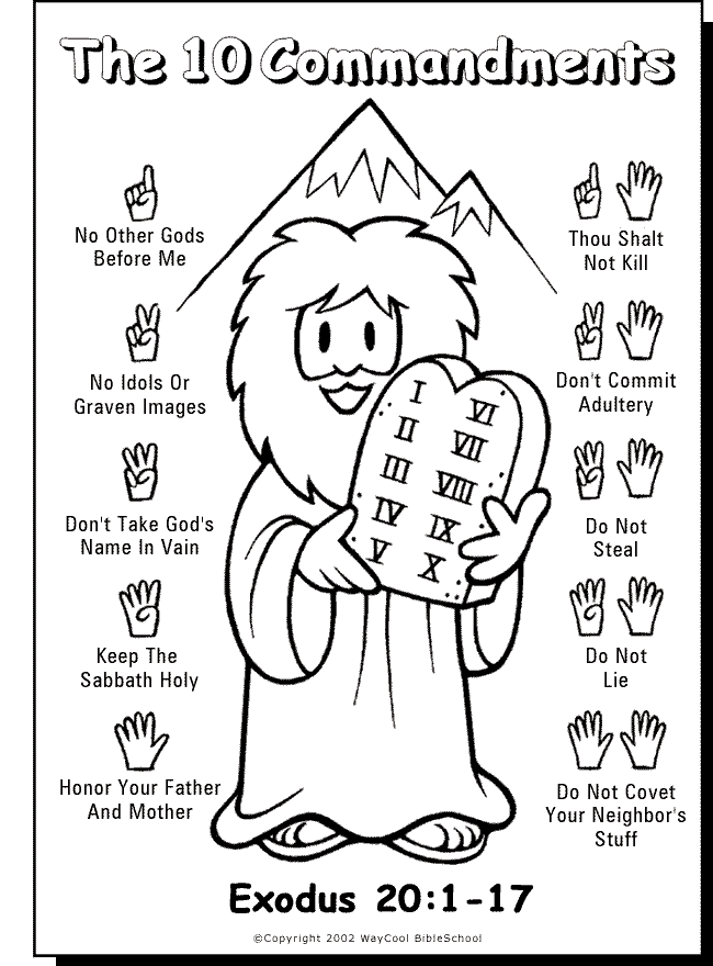 Sunday School Free Printable 10 Commandments Coloring Page