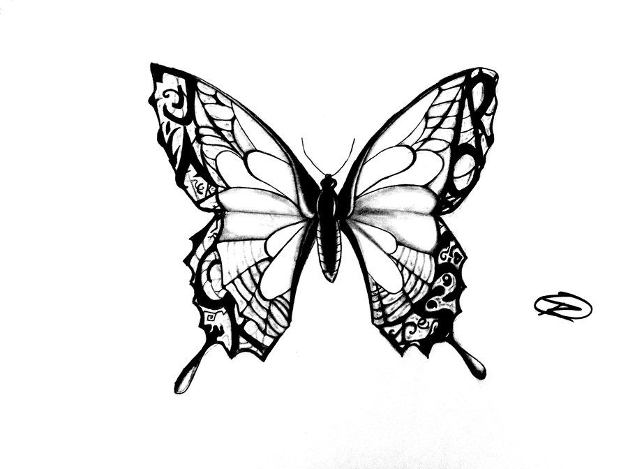Simple Butterfly Outline Tattoo on Ankle - wide 1