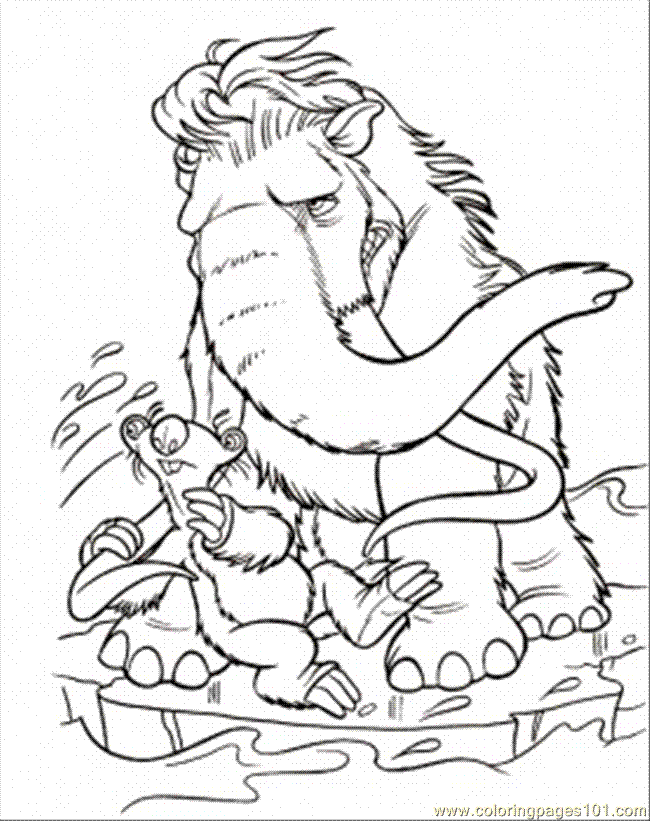Coloring Pages On The Cold Ice (Cartoons  Ice Age)| free printable