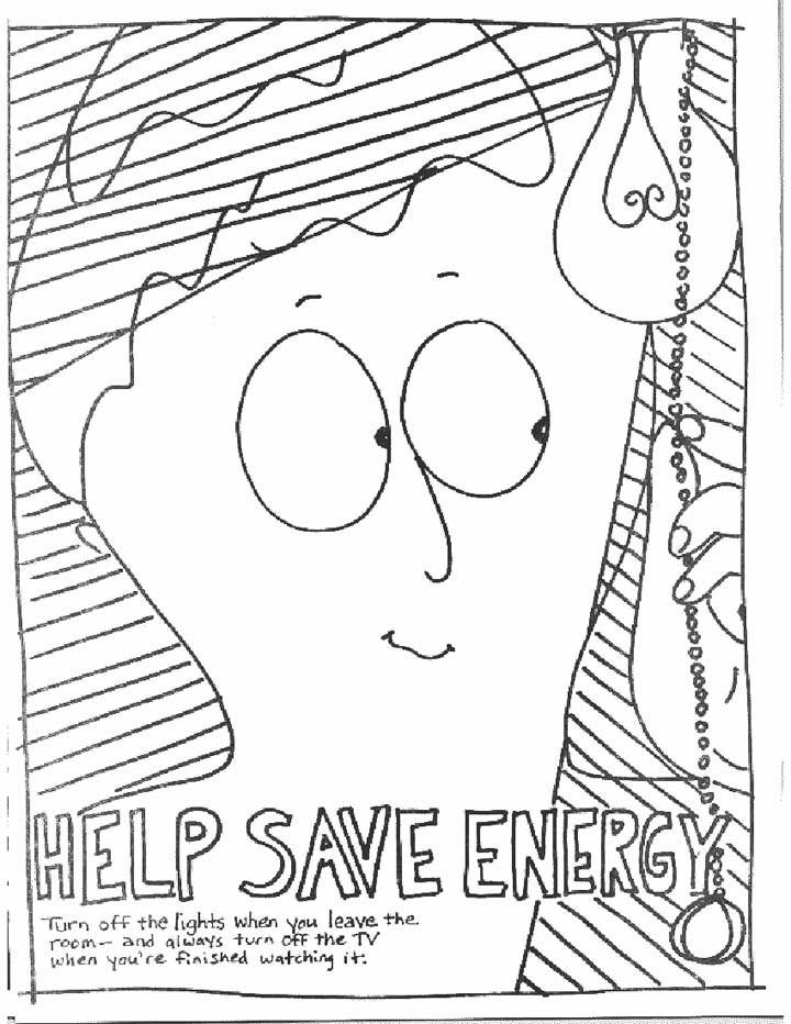 Save Energy - Coloring Page for Kids - Free Printable Picture