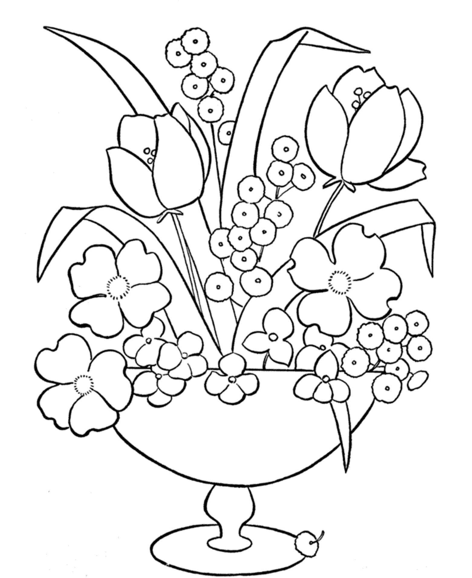 How to draw flowers - spring - in a vase - step by step