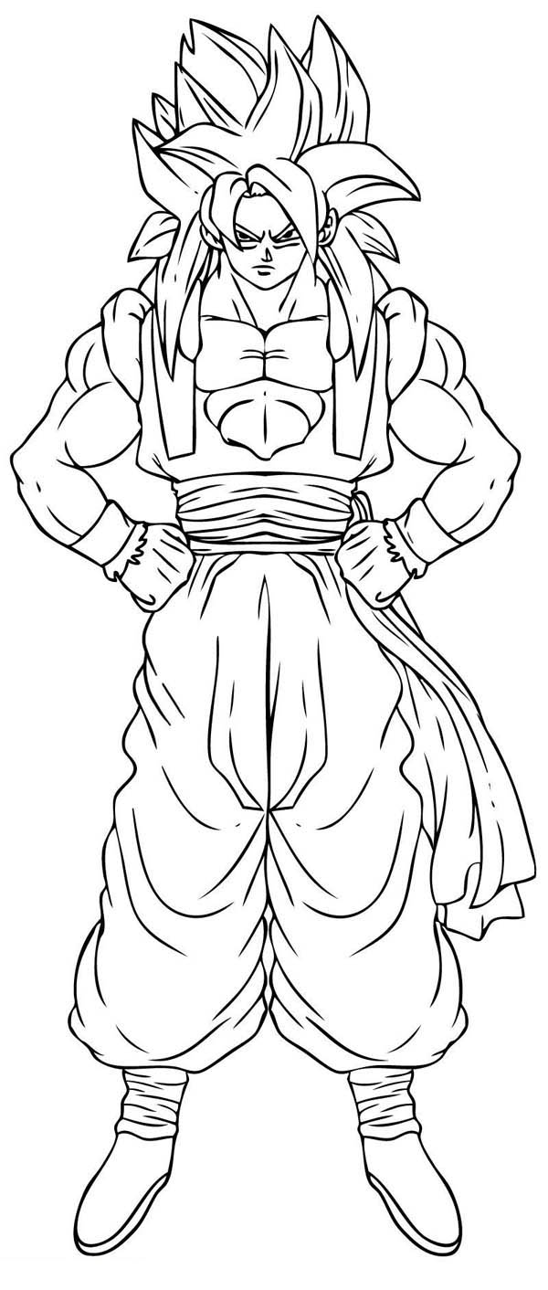 Goku Super Saiyan 4 Form in Dragon Ball Z Coloring Page: Goku