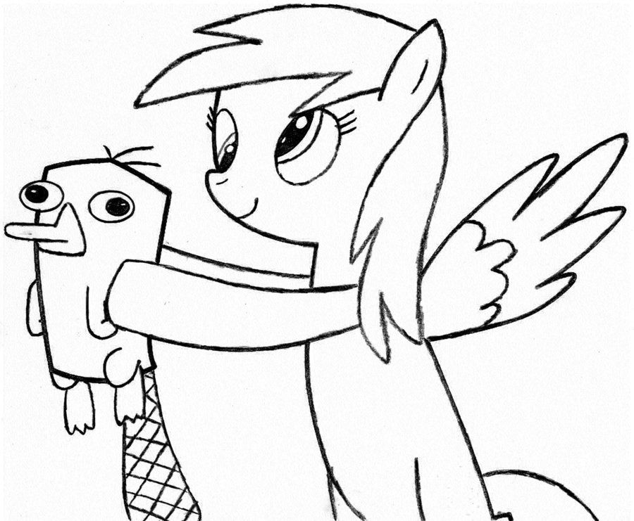 Derpy Hooves holding Perry the Platypus by Dashie-So-Cute