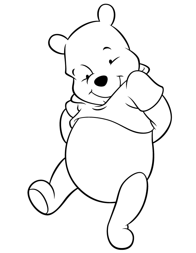 Winnie The Pooh Smiling Happily Coloring Page | Free Printable - Clip ...