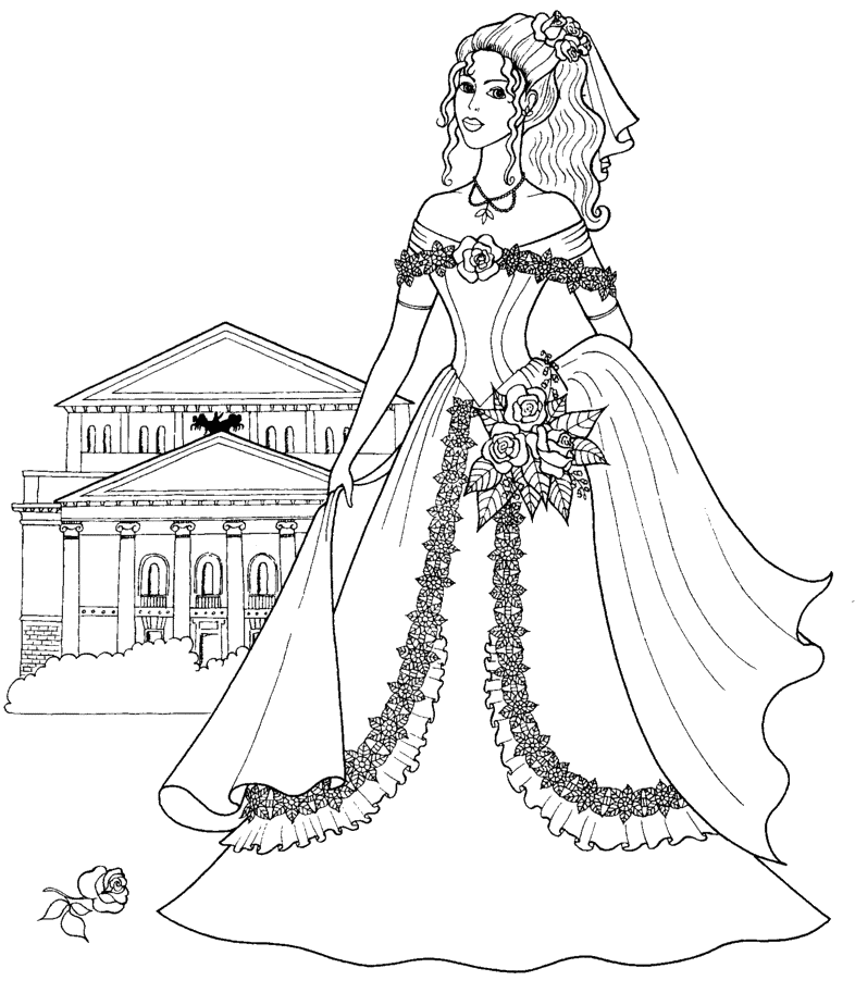 Princess and Her Castle - Princess Coloring Pages : Coloring Pages
