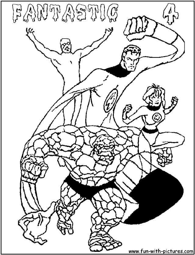 free printable fantastic four coloring pages