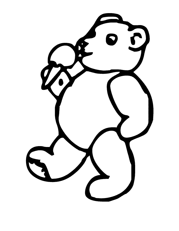 Teddy Bear Eating Ice Cream Coloring Pages | Coloring
