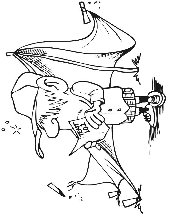 Tent Coloring Page | Guy Trying To Put Up Tent