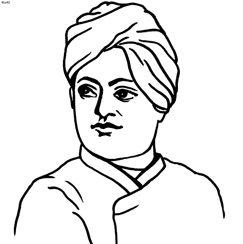 Premium Vector | Swami vivekananda lineart illustration for coloring pages