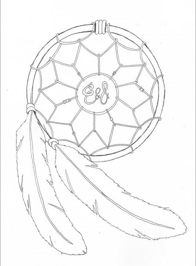 Simple dream catcher  Dreamcatchers Kids Coloring Pages