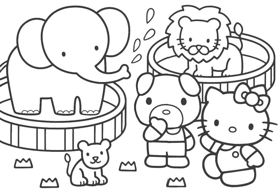 coloring pages of hello kitty and friends 
