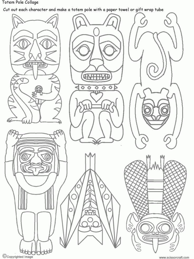 Animal Totem Pole Designs Clip Art Library