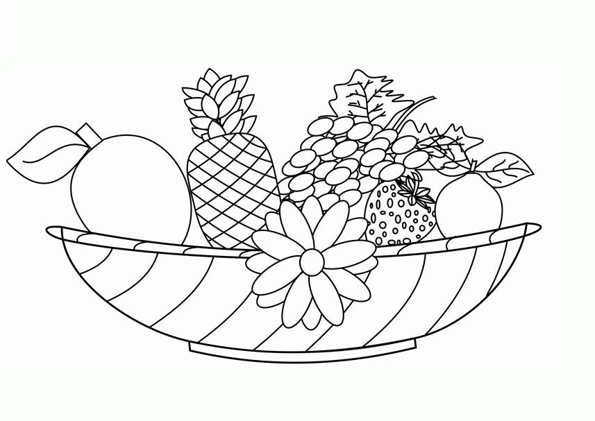 Wireframe of Fruit Basket from Black Lines Isolated on White Background.  Bananas, Apples, Pineapple in a Basket Stock Vector - Illustration of  picnic, fresh: 232994903