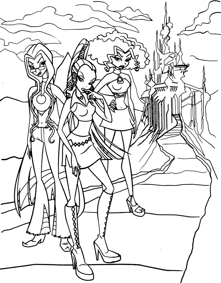 winx club coloring pages witches - Clip Art Library