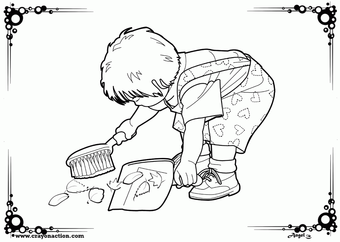 Helpful Child Coloring Page | Crayon Action Coloring Pages