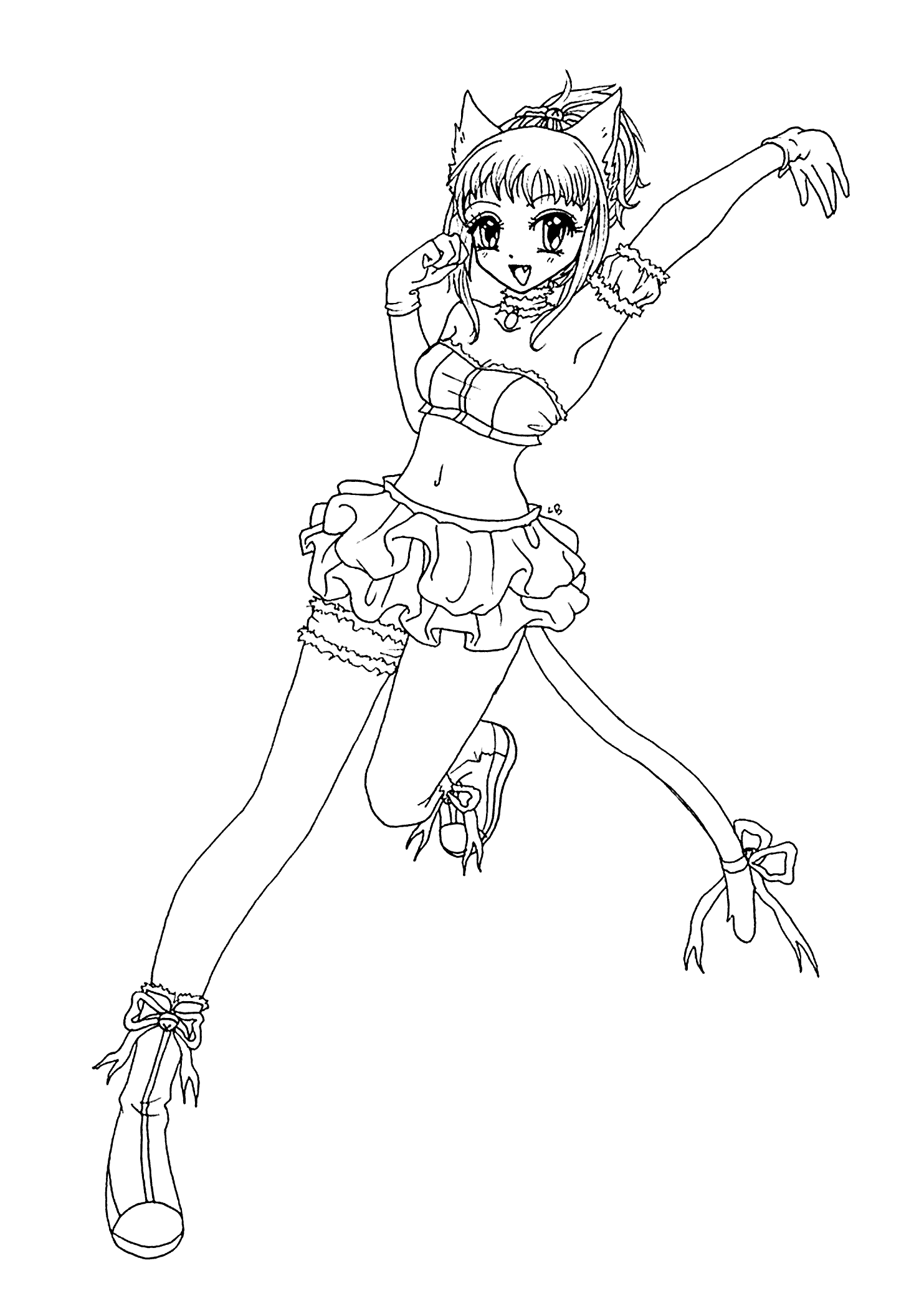Cat Girl Line Art  Anime Cat Girl Coloring Pages  600x658 PNG Download   PNGkit