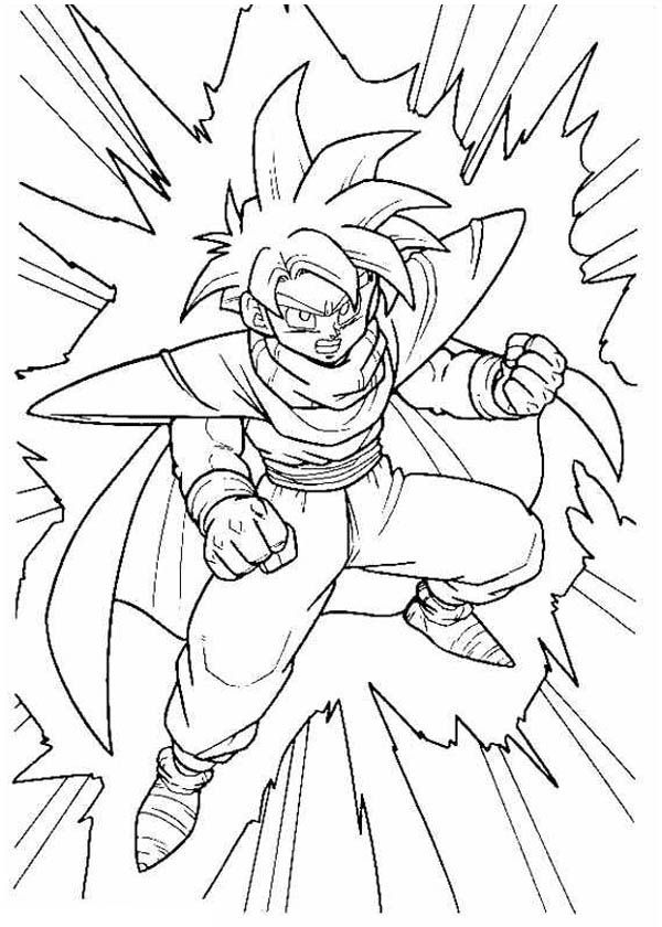 Gohan is Very Angry to Cell in Dragon Ball Z Coloring Page: Gohan