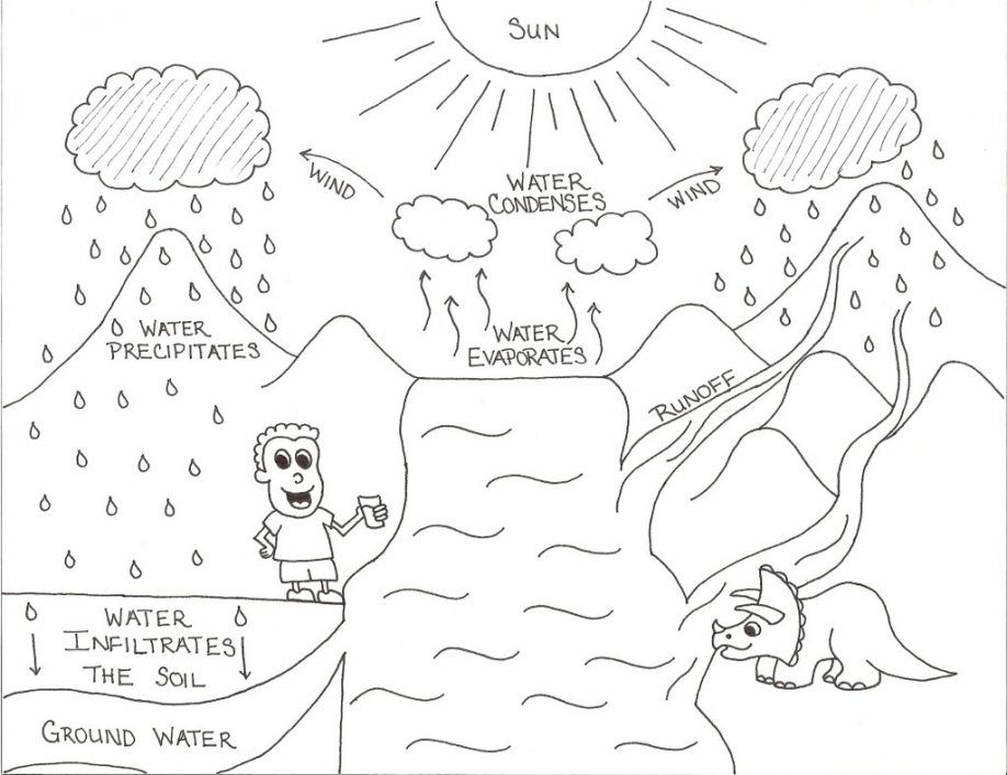 Printable Water Cycle Coloring Page Clip Art Library