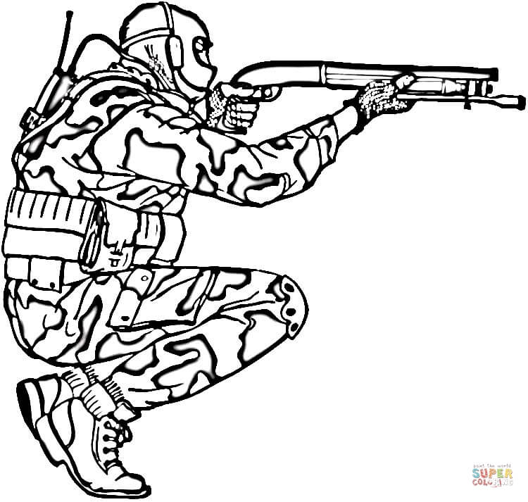 Soldier in Camouflage coloring page | Free Printable Coloring Pages