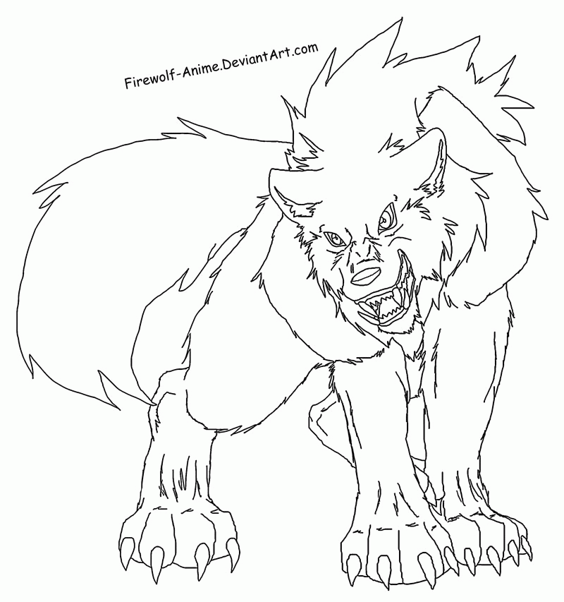 Big Tailed Cartoon Wolf Coloring Page - ColoringAll