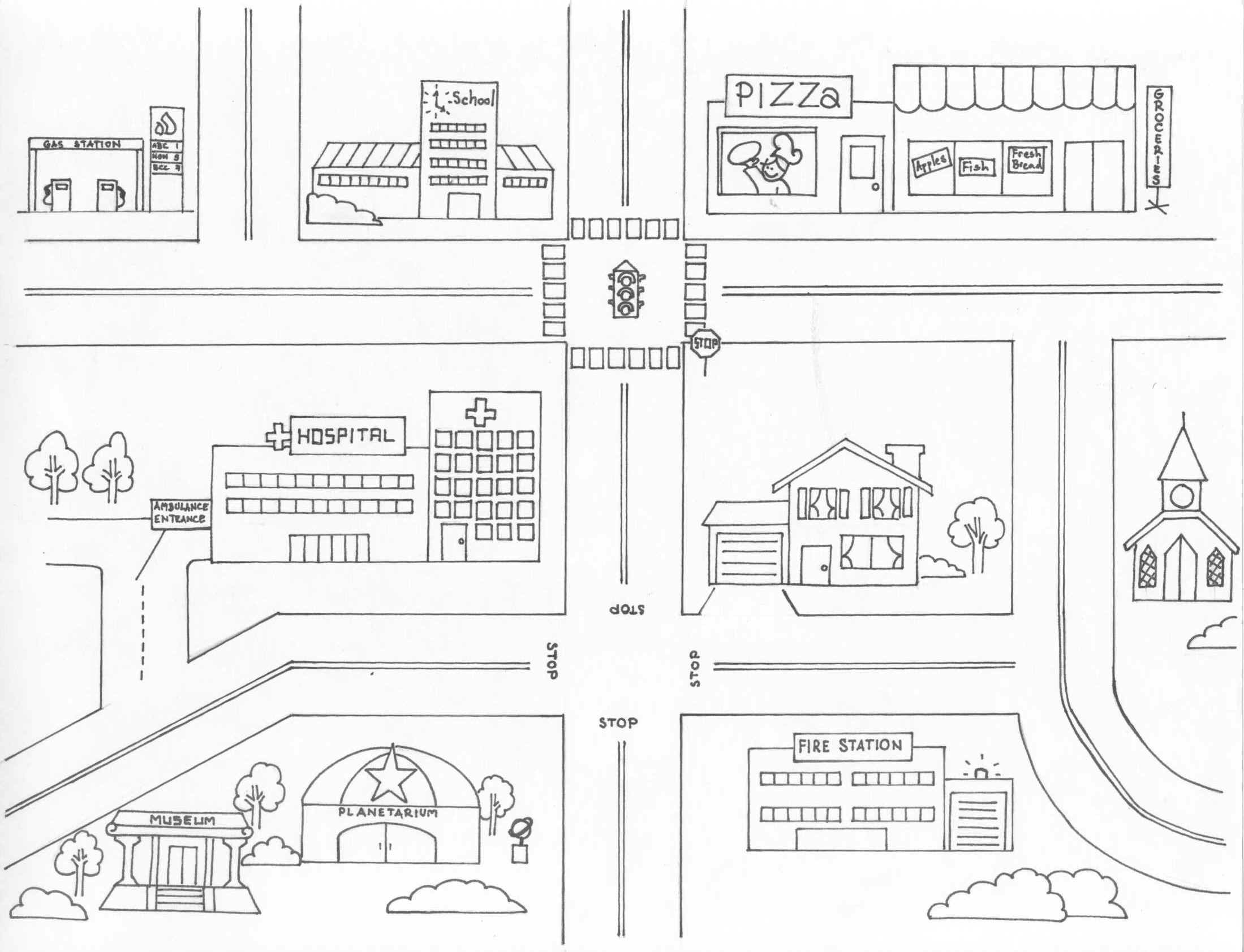 Карта города с школой. План города для детей. План города раскраска. Раскраска город для детей. План города раскраска для детей.