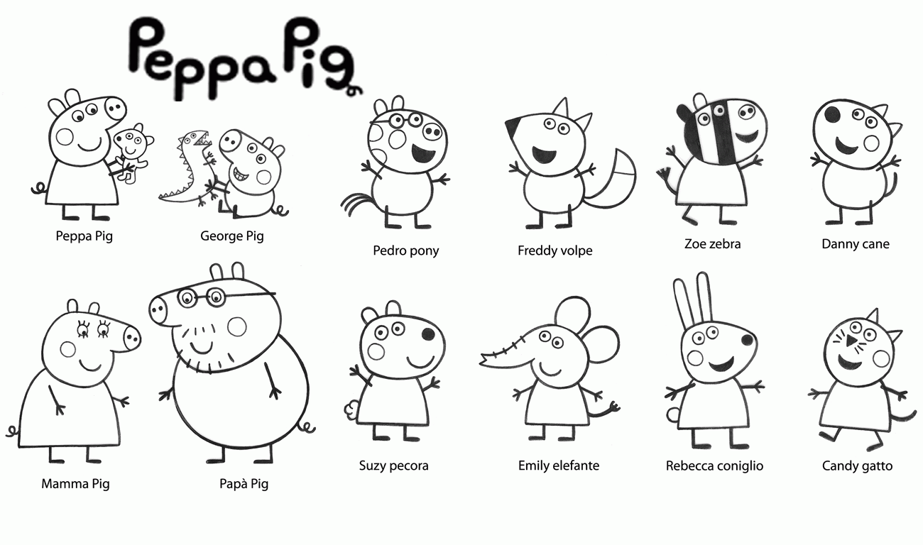 Peppa Pig Family And Friends Coloring Pages