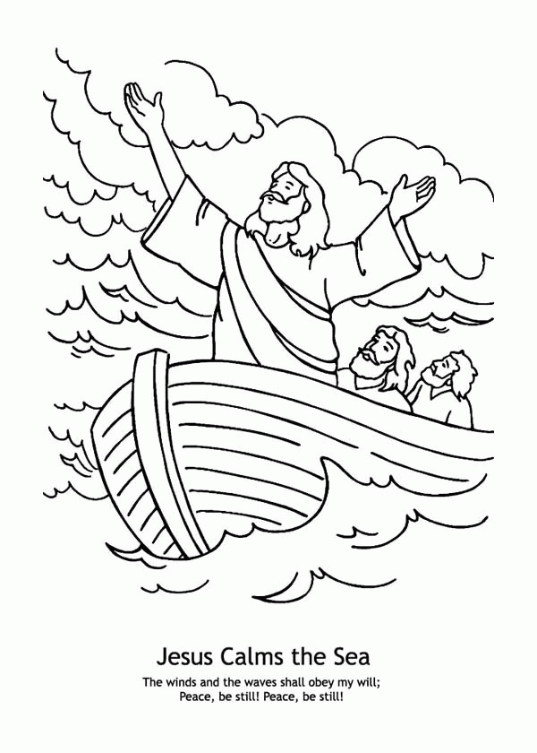 Jesus Calming The Storm Coloring Clip Art Library