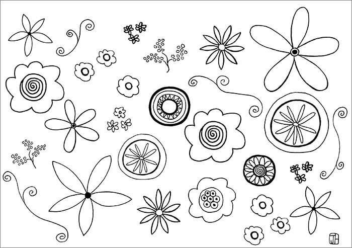 Small Flowers Coloring Pages Clip Art Library
