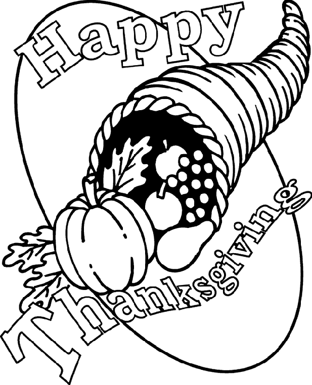 Thanksgiving Cornucopia Coloring Page |Clipart Library