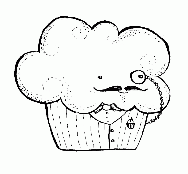 kawaii cupcake coloring page - Clip Art Library