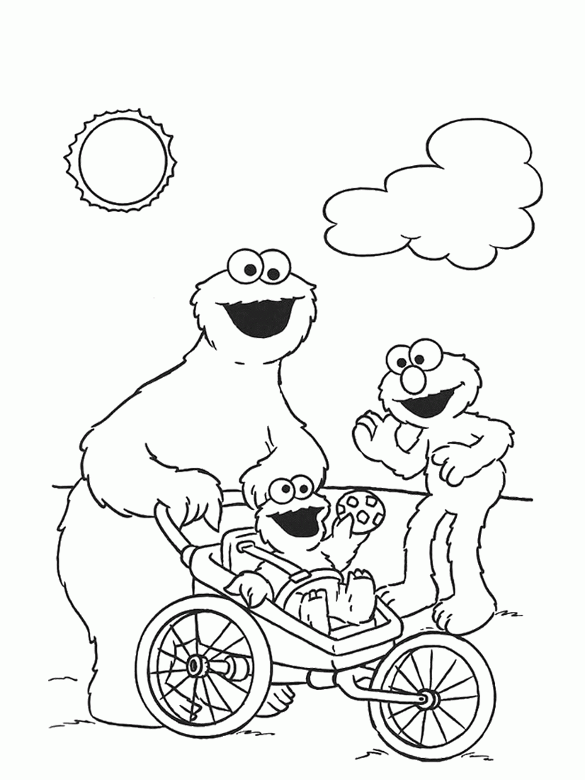 Cookie Monster Eat Cookie Coloring Pages 