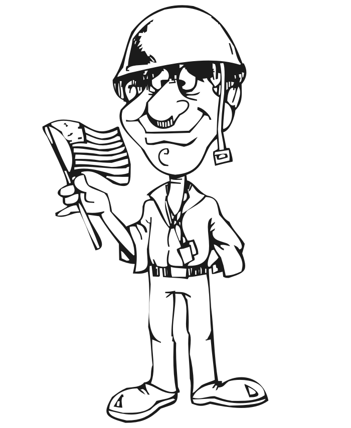 Male Soldier Isolated Coloring Page for Kids - Stock Illustration  [101309460] - PIXTA